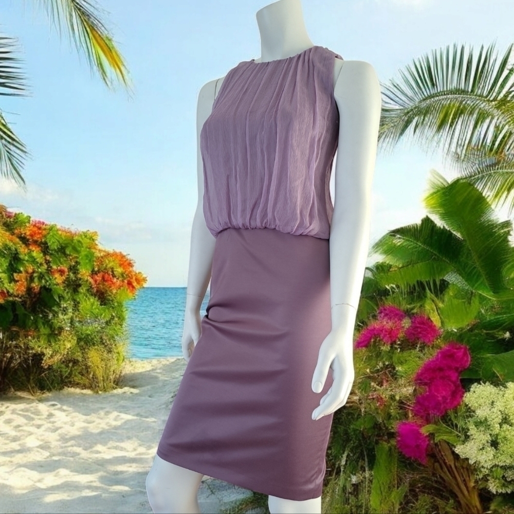 Made in Italy Pamela Edwardline lilac sleeveless silk midi dress